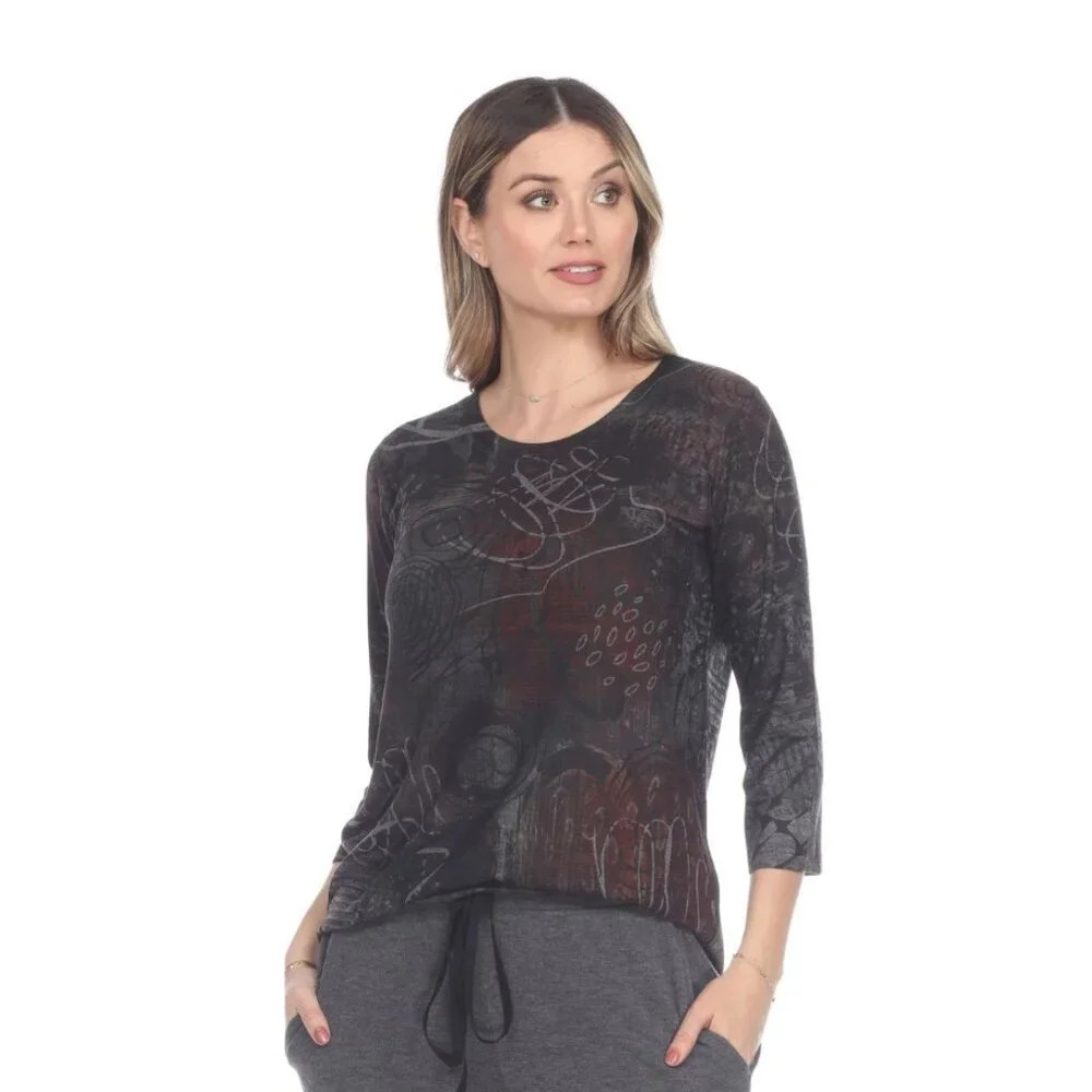 Inoah Womens Large Soft Stretchy 3/4 Aline Color Shade Top